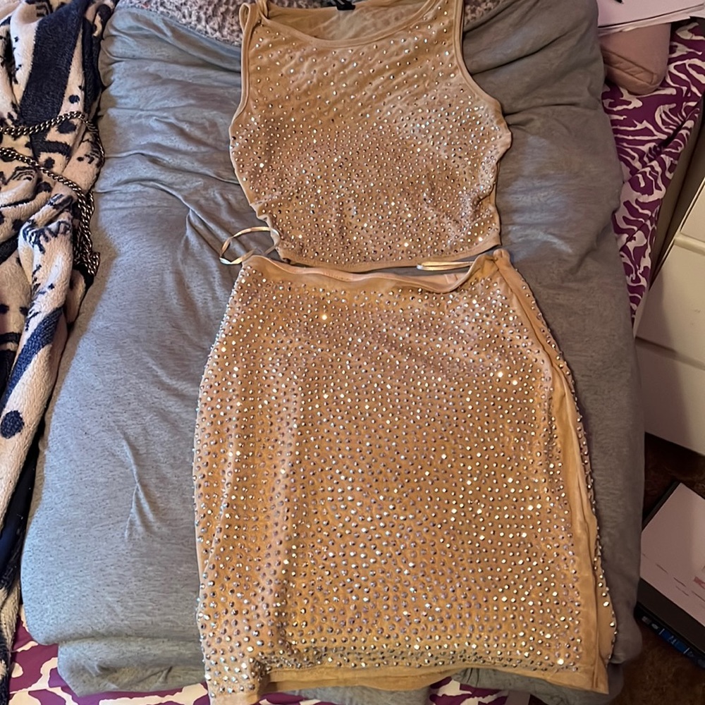 Windsor 2 piece stretchy nude sequin